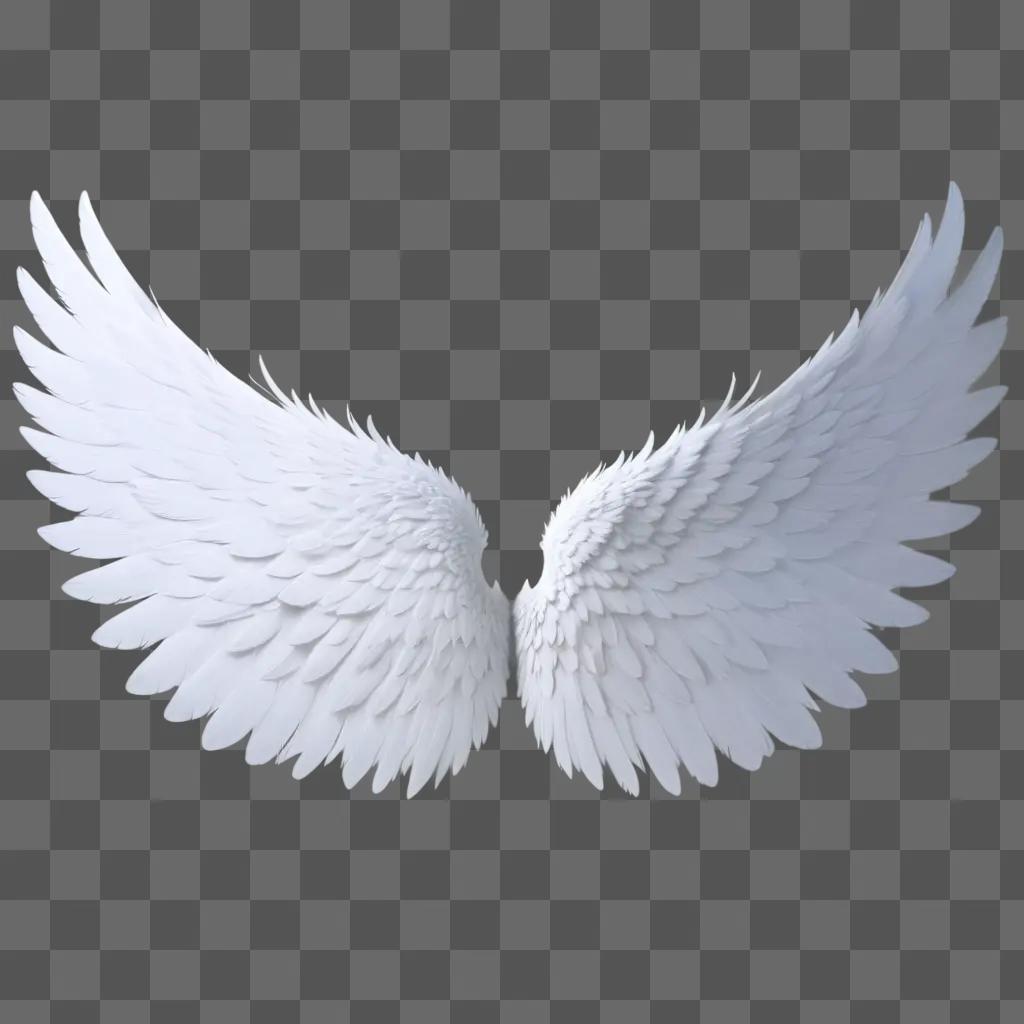 Silhouette of angel wings against a white background