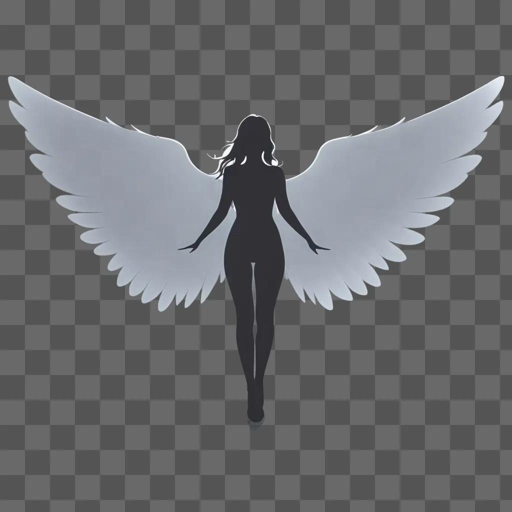 Silhouette of angel wings on a white background