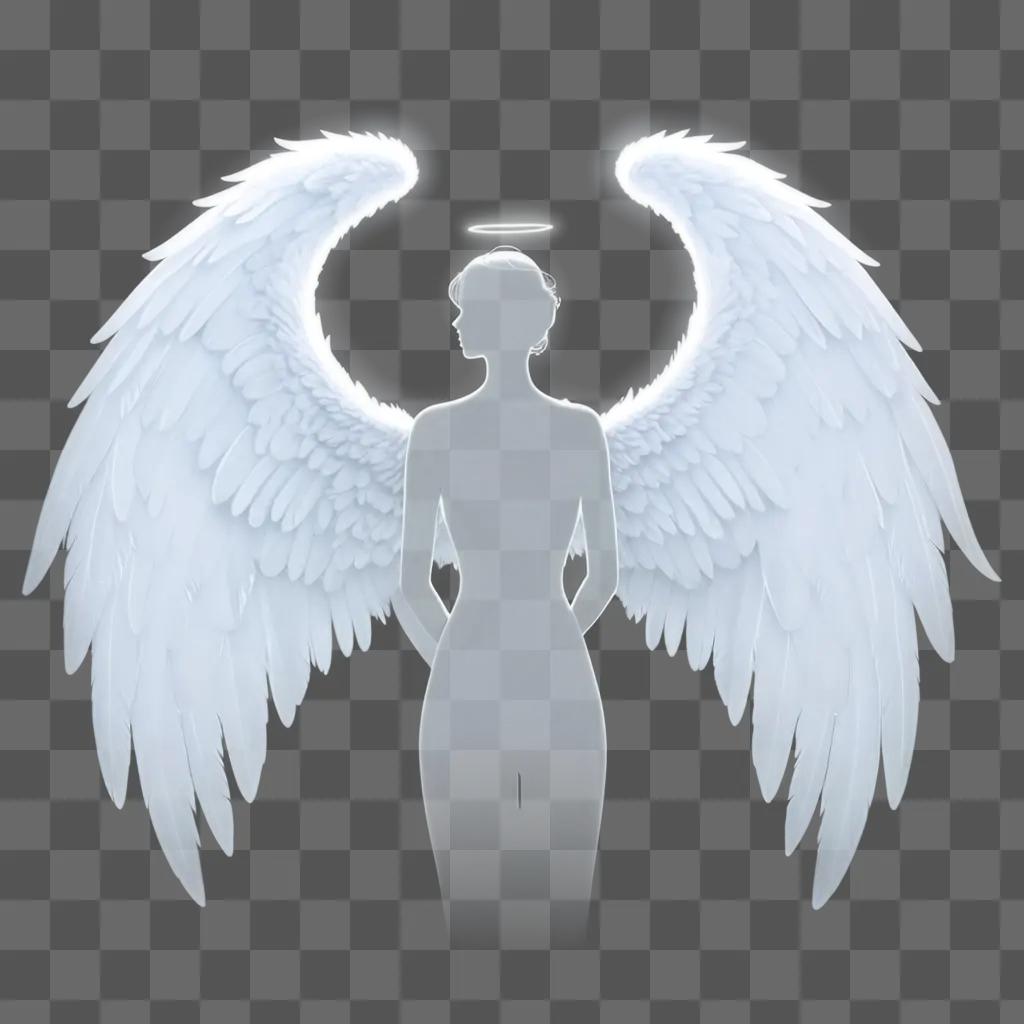 Silhouette of angel wings on a white background