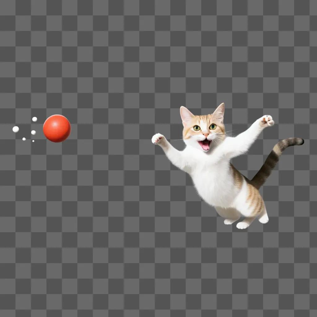 ぼやけたボールで遊ぶ愚かな猫