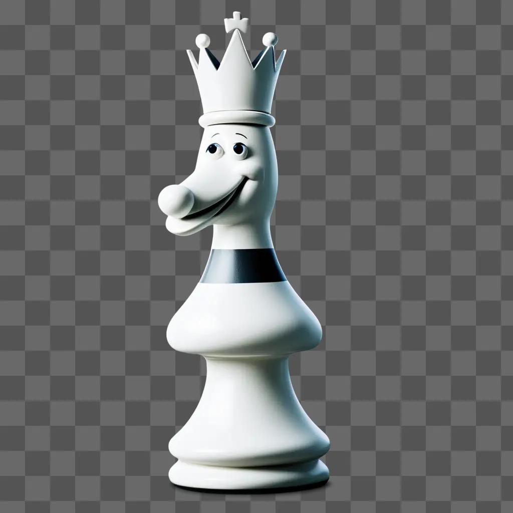 Silly white chess piece with a crown