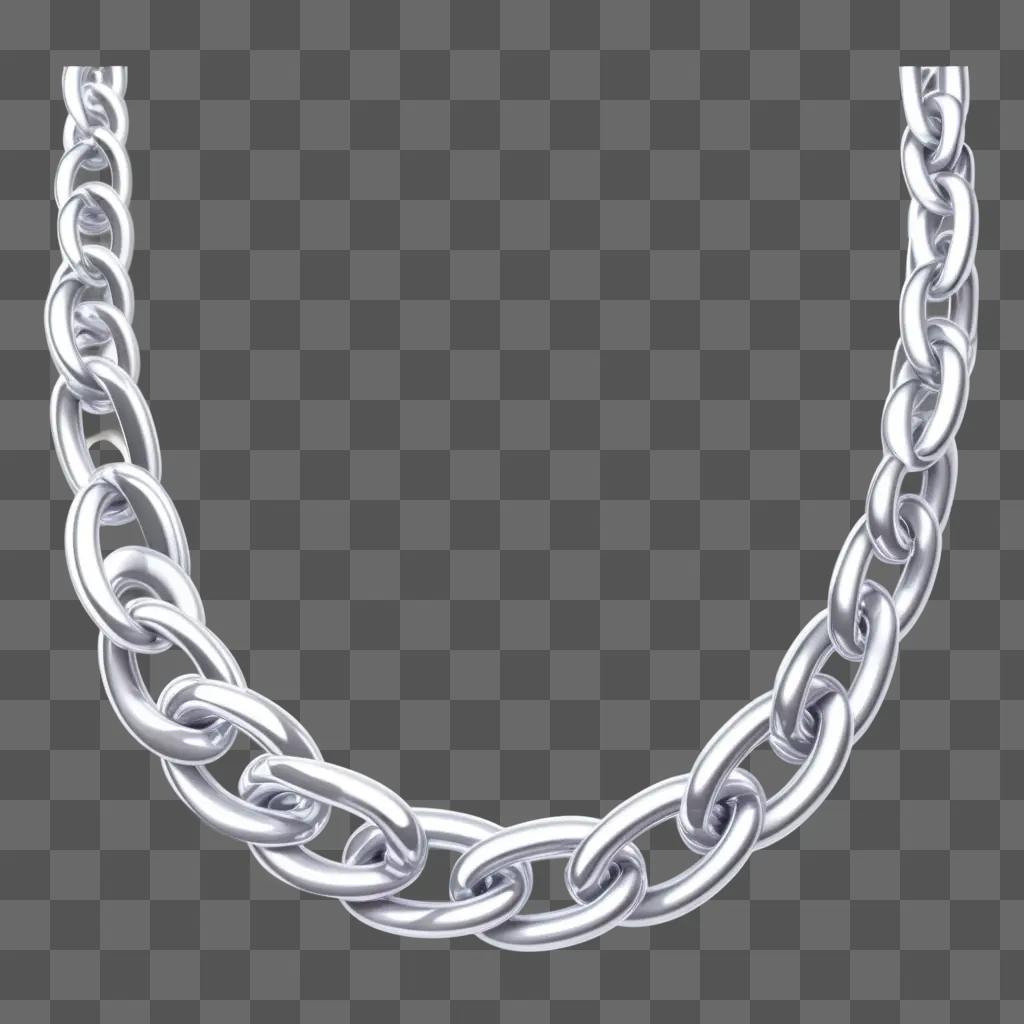 Silver chain with transparency on a white background