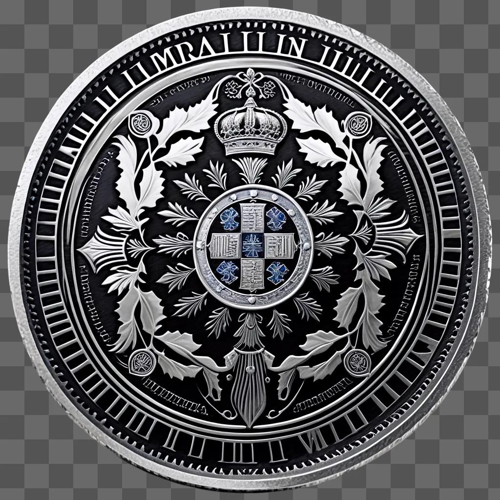 複雑なデザインと王室の紋章が描かれた銀貨