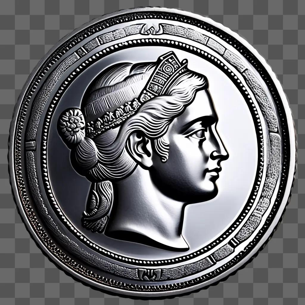 女性の頭が描かれた銀貨