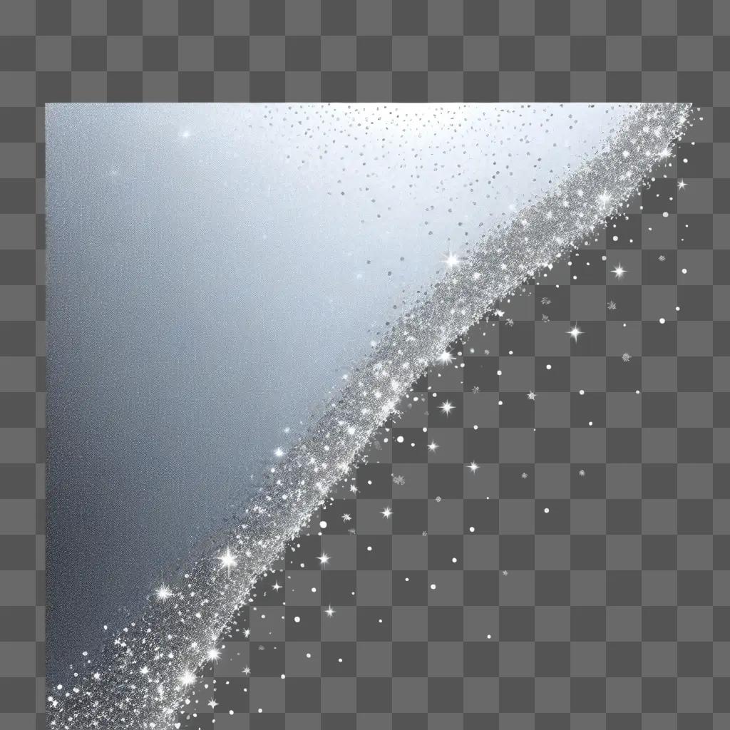 Silver glitter glitters on a shiny silver surface