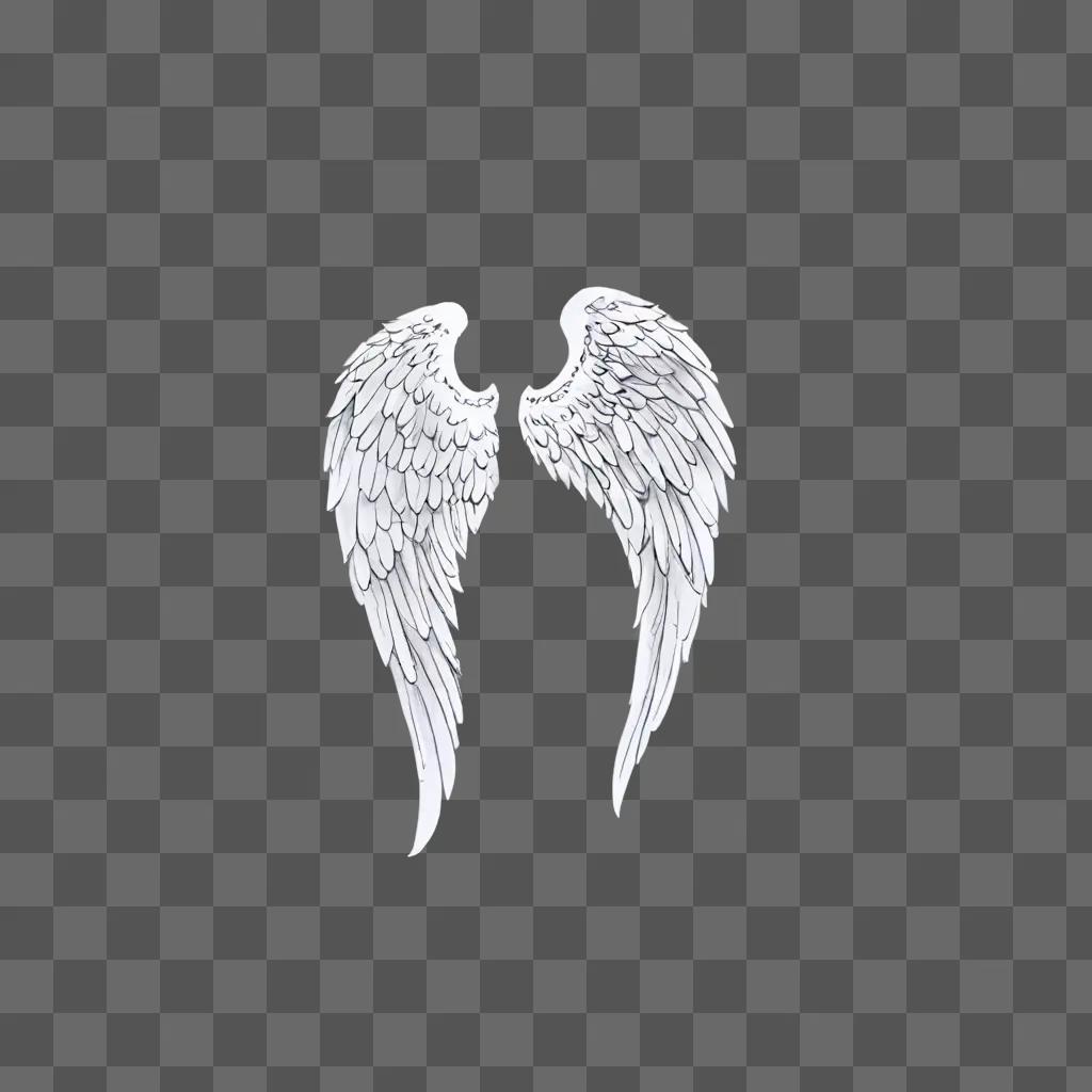 Simple angel wings drawing against a light blue background