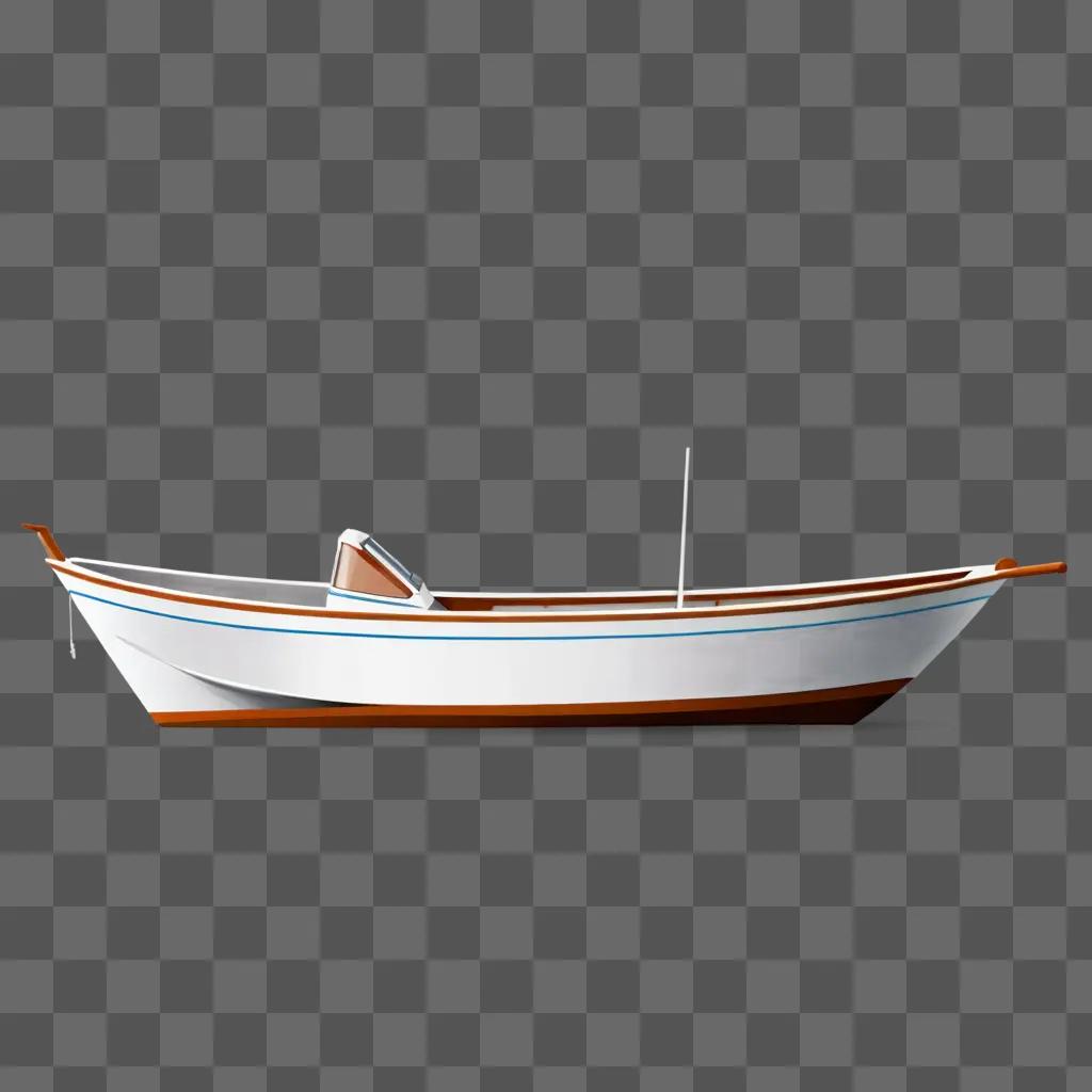 灰色の背景に白で描かれたシンプルなボート
