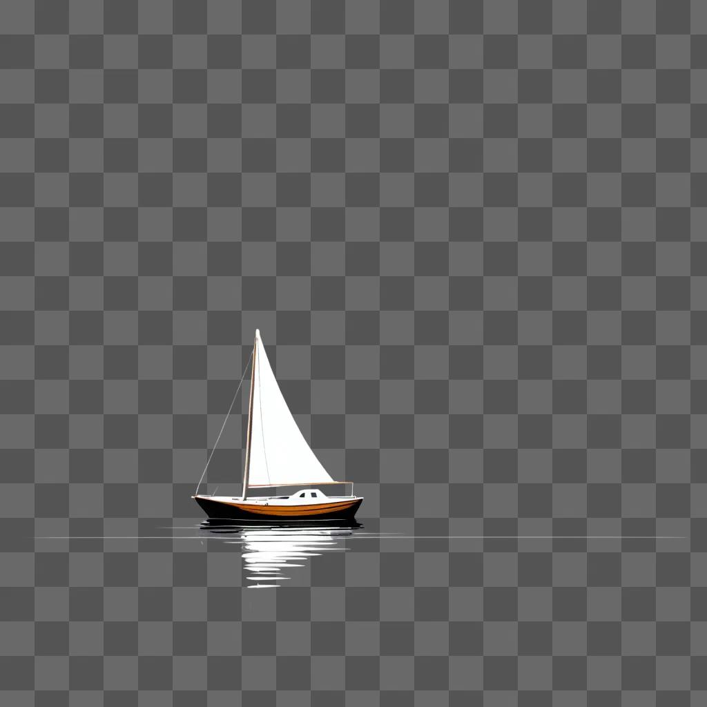 灰色の水でヨットの簡単なボートの描画