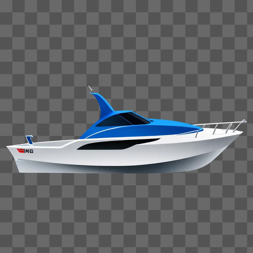 青い背景にシンプルなボートの絵