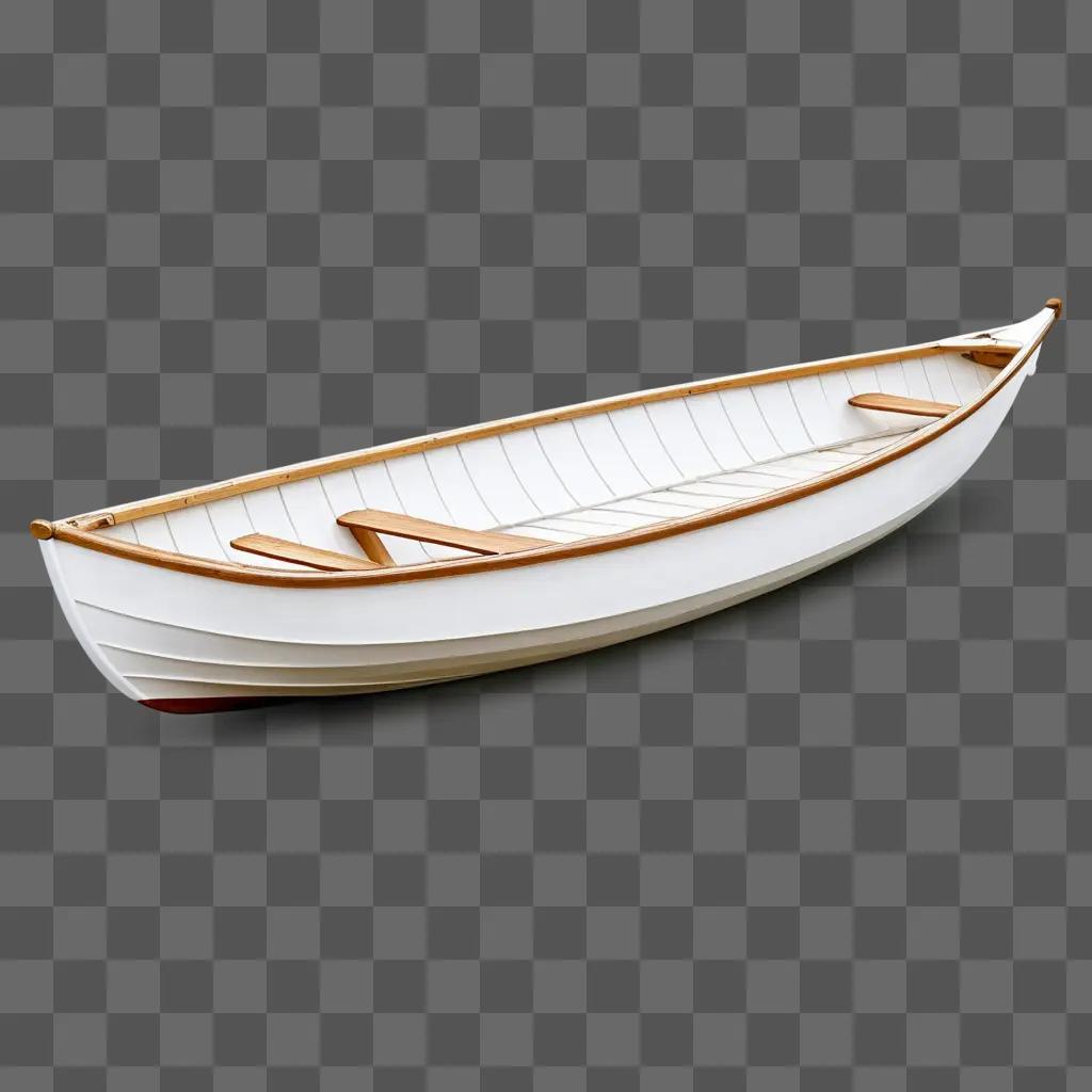 ウッドデッキと白い壁のシンプルなボートドローイング