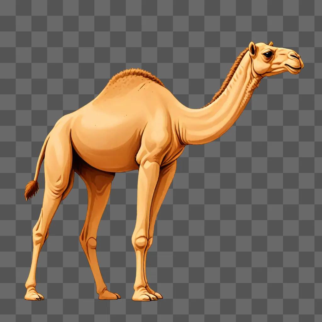 Simple camel drawing on beige background