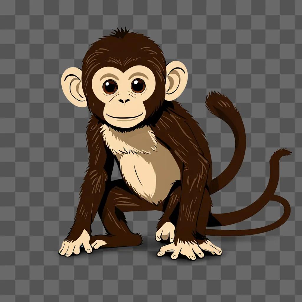 Simple cartoon monkey drawing with brown fur