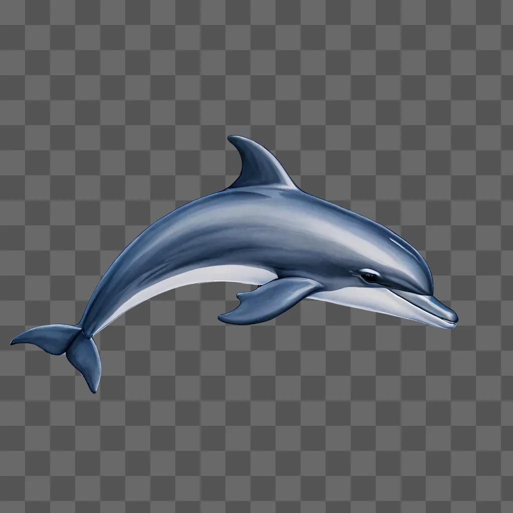 Simple dolphin drawing on a blue background