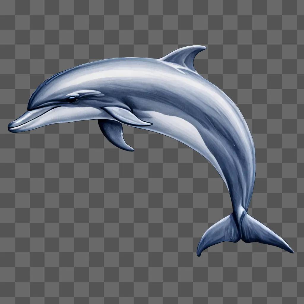 Simple dolphin drawing on a blue background