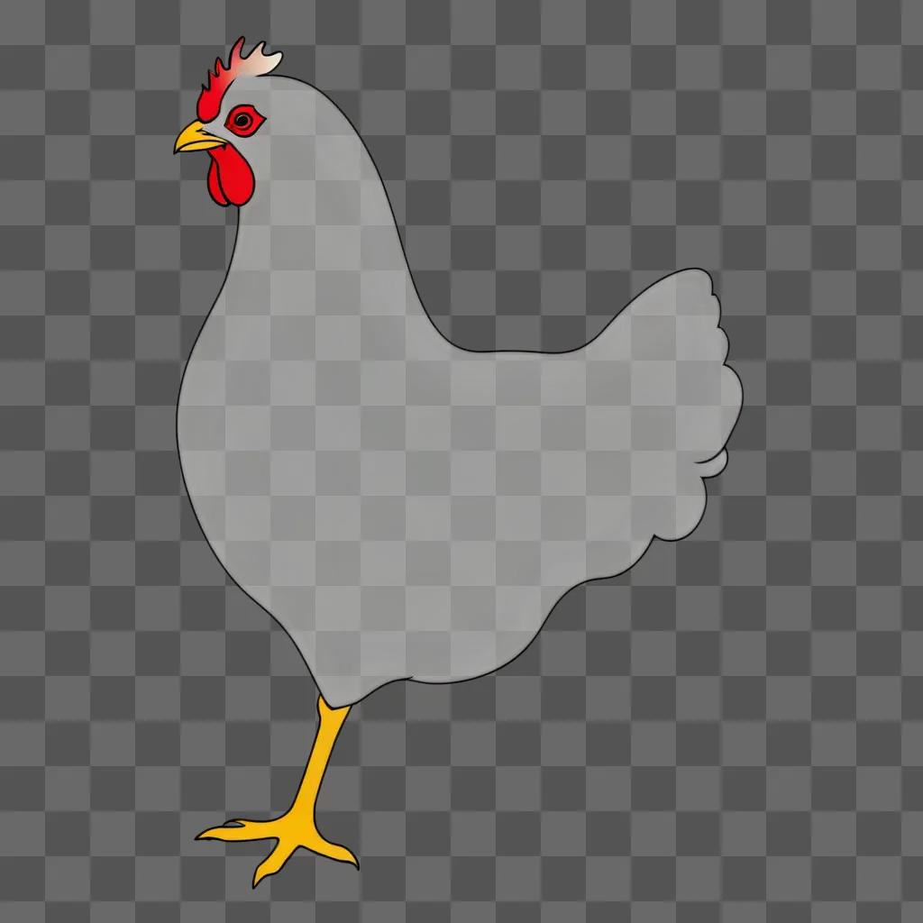 Simple drawing of a chicken on a gray background