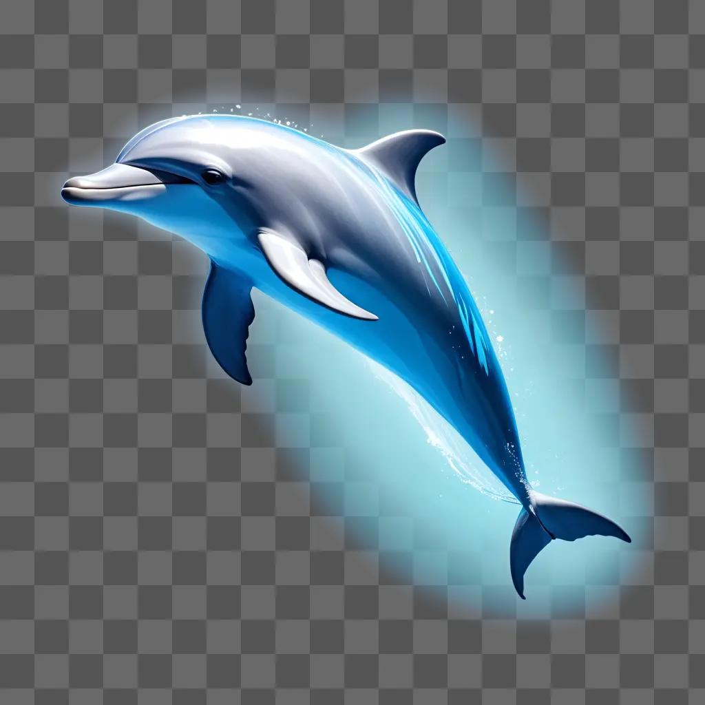 Simple drawing of a dolphin with a blue background