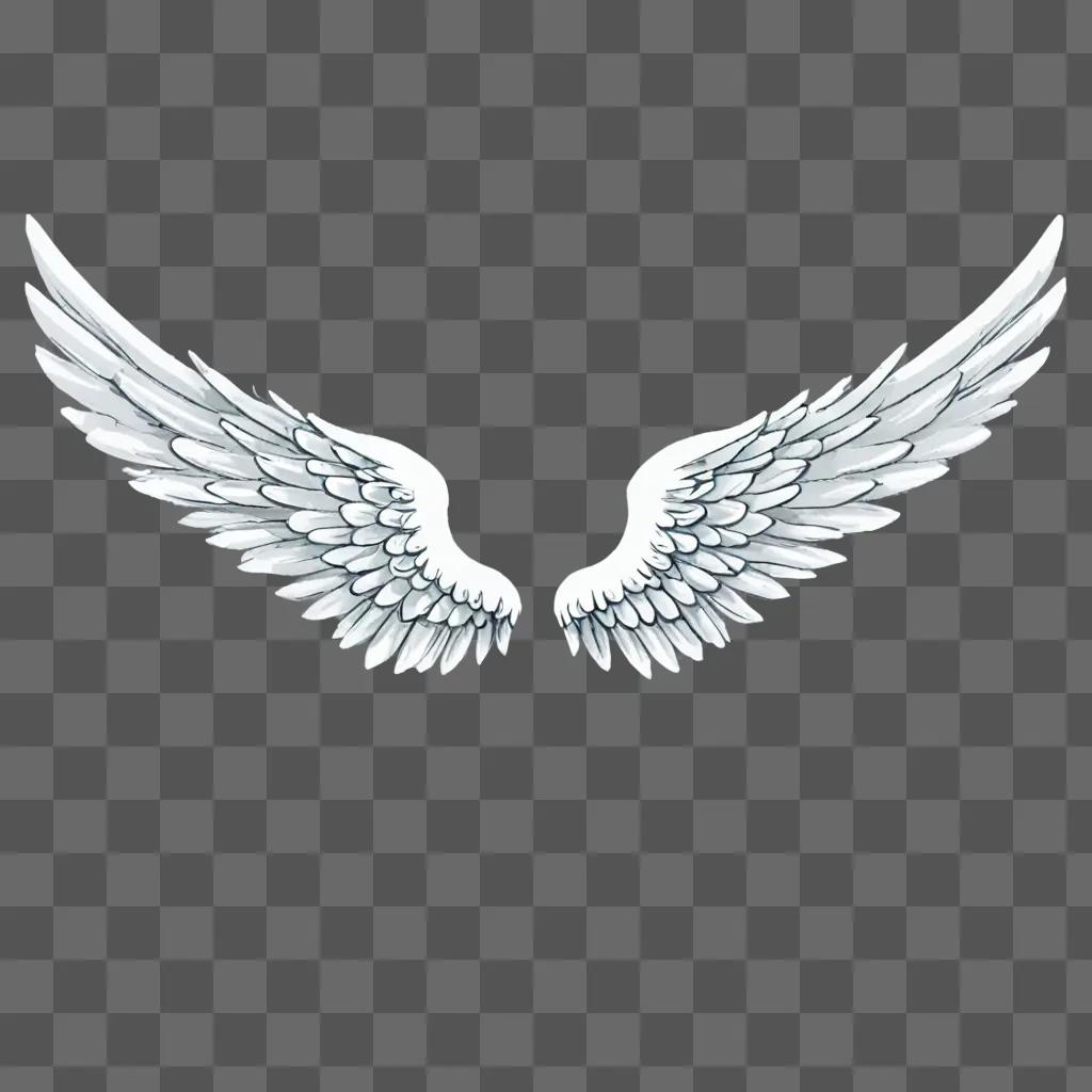 Simple drawing of angel wings on a gray background