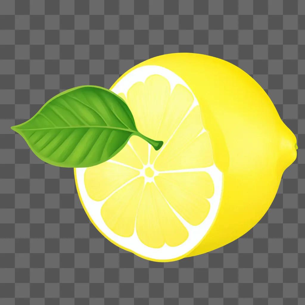 Simple drawing of lemon and leaf