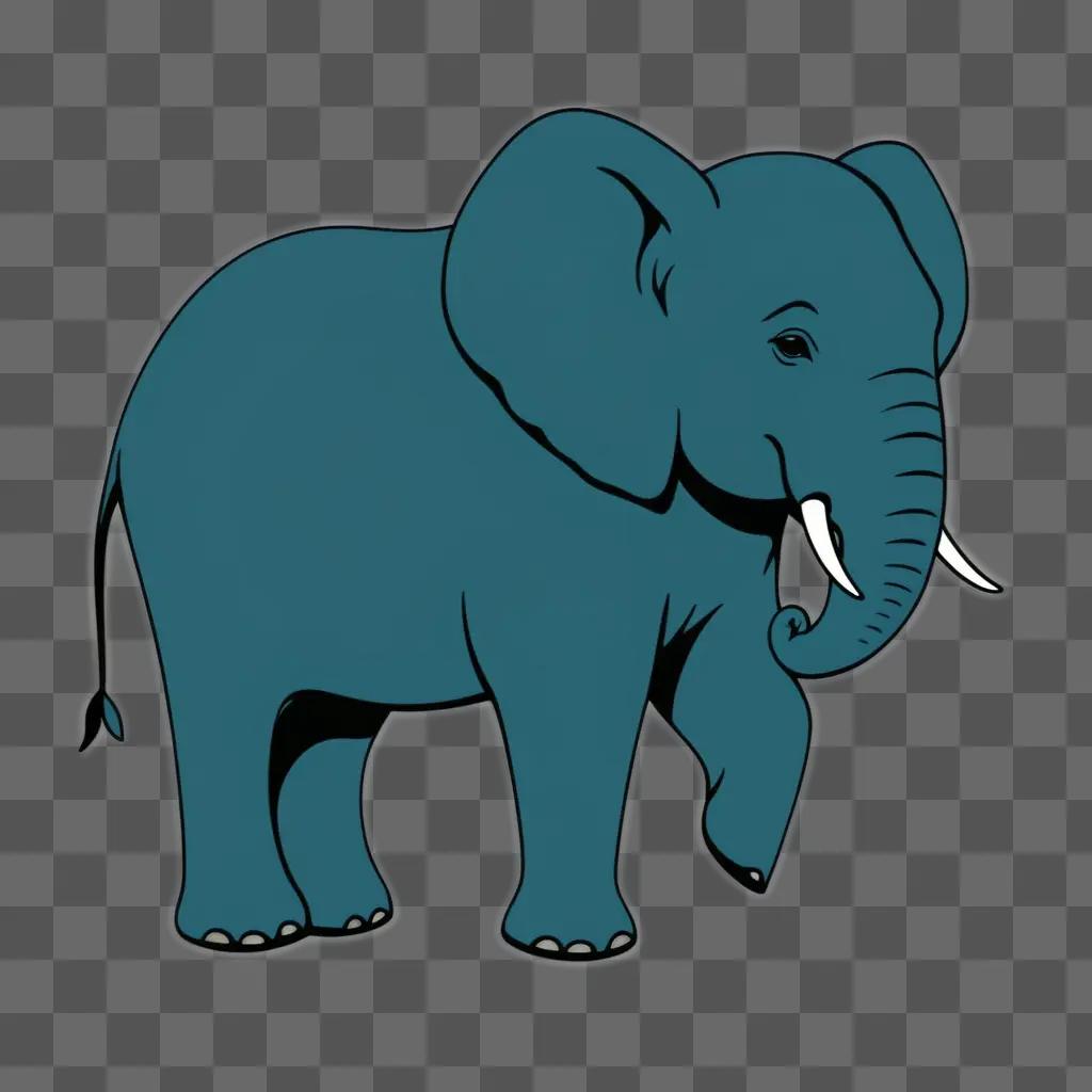 Simple elephant drawing on a dark blue background