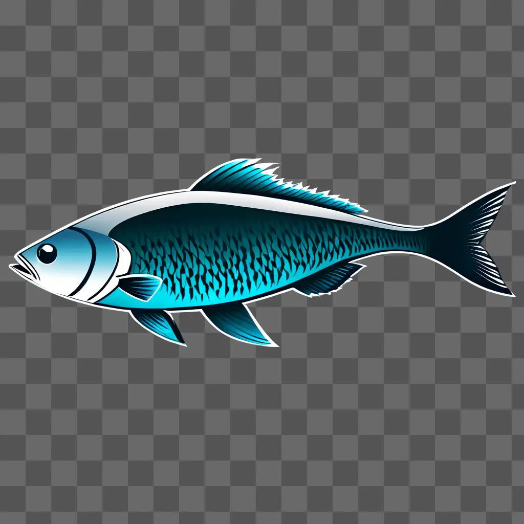 Simple fish drawing on a blue background