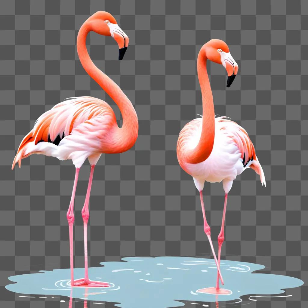 Simple flamingos drawing in water