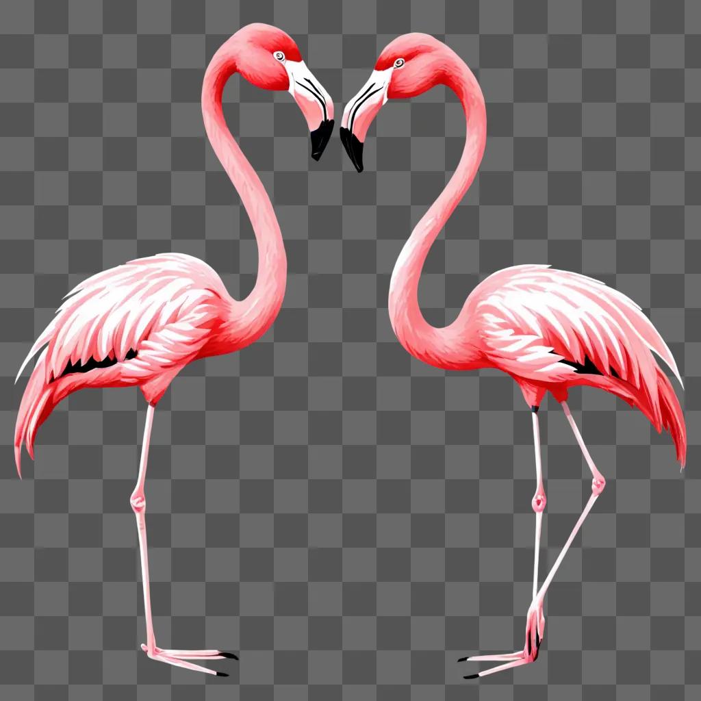 Simple flamingos drawing on pink background