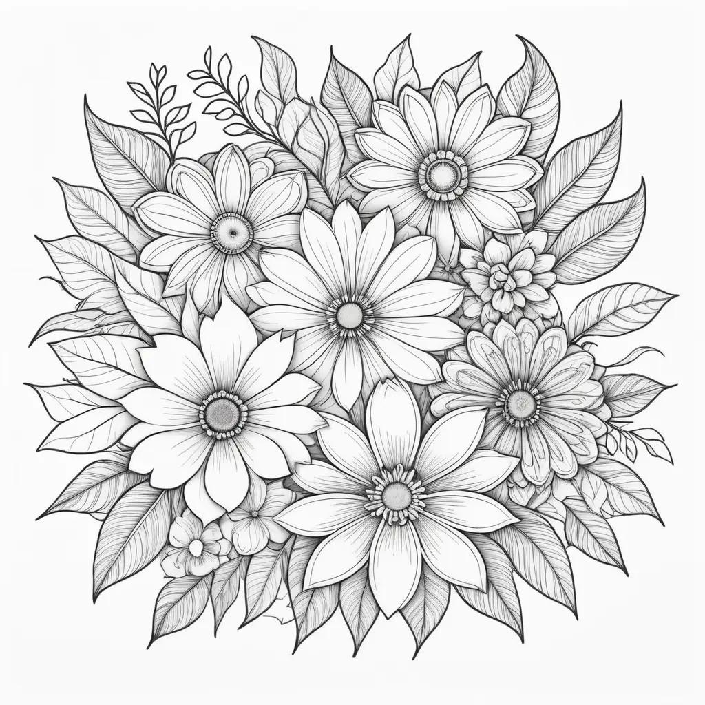 Simple flower coloring pages for kids