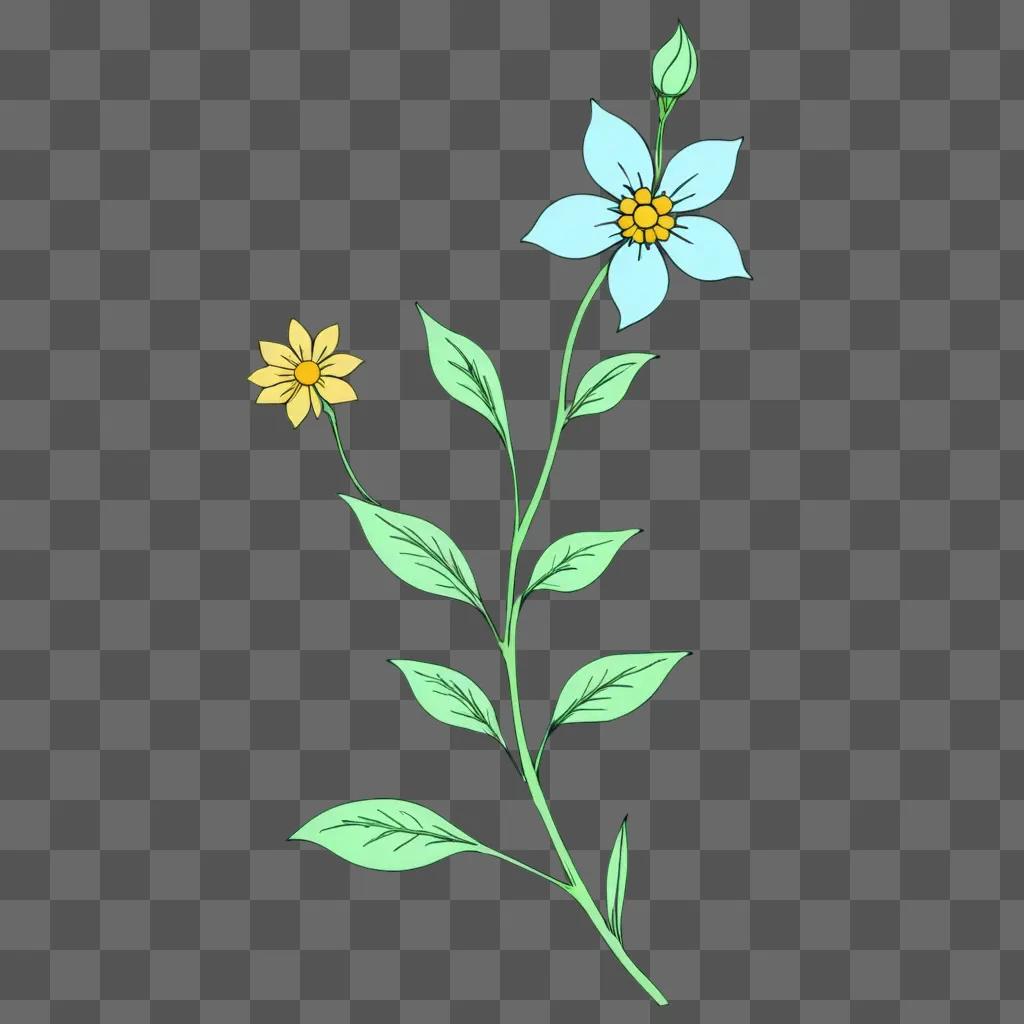 Simple flower drawing designs on green background