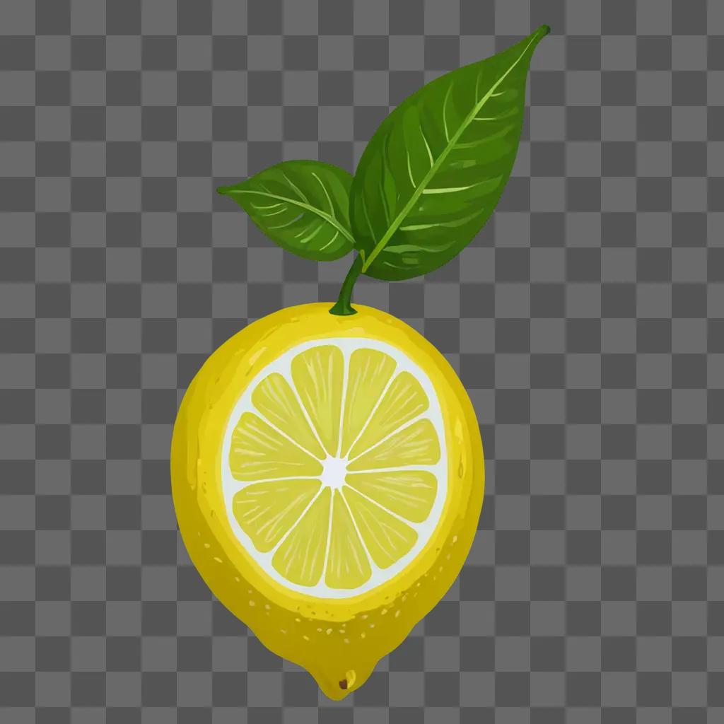 Simple lemon drawing on green background