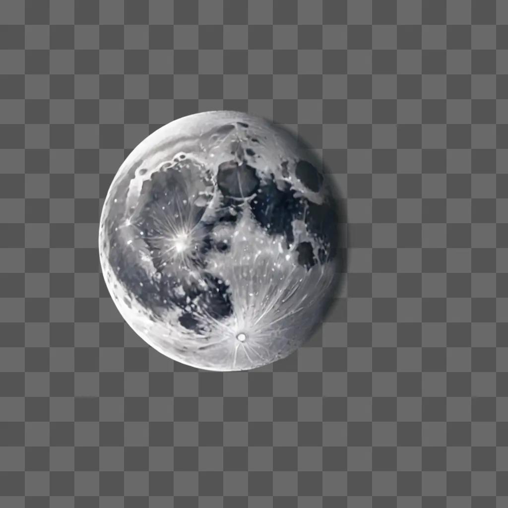 Simple moon drawing in grey on a white background