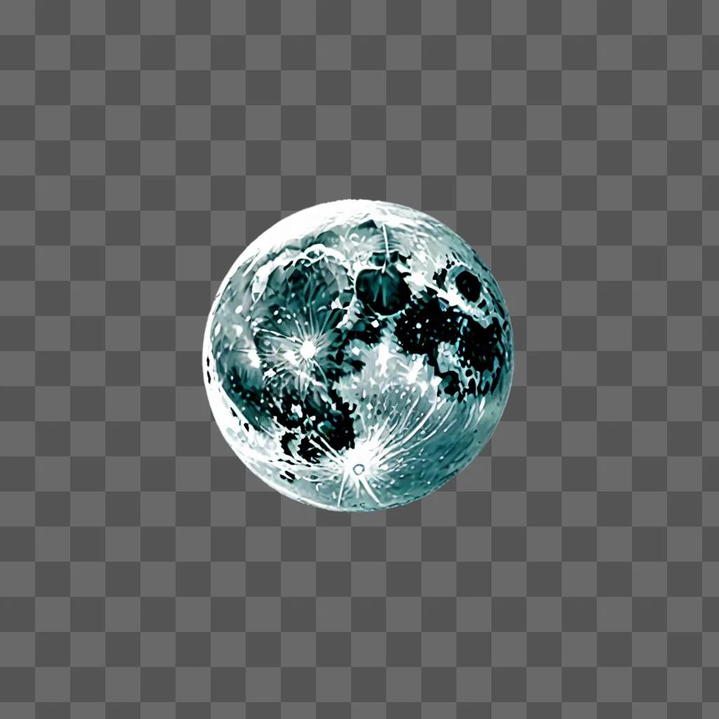 Simple moon drawing on a gray background