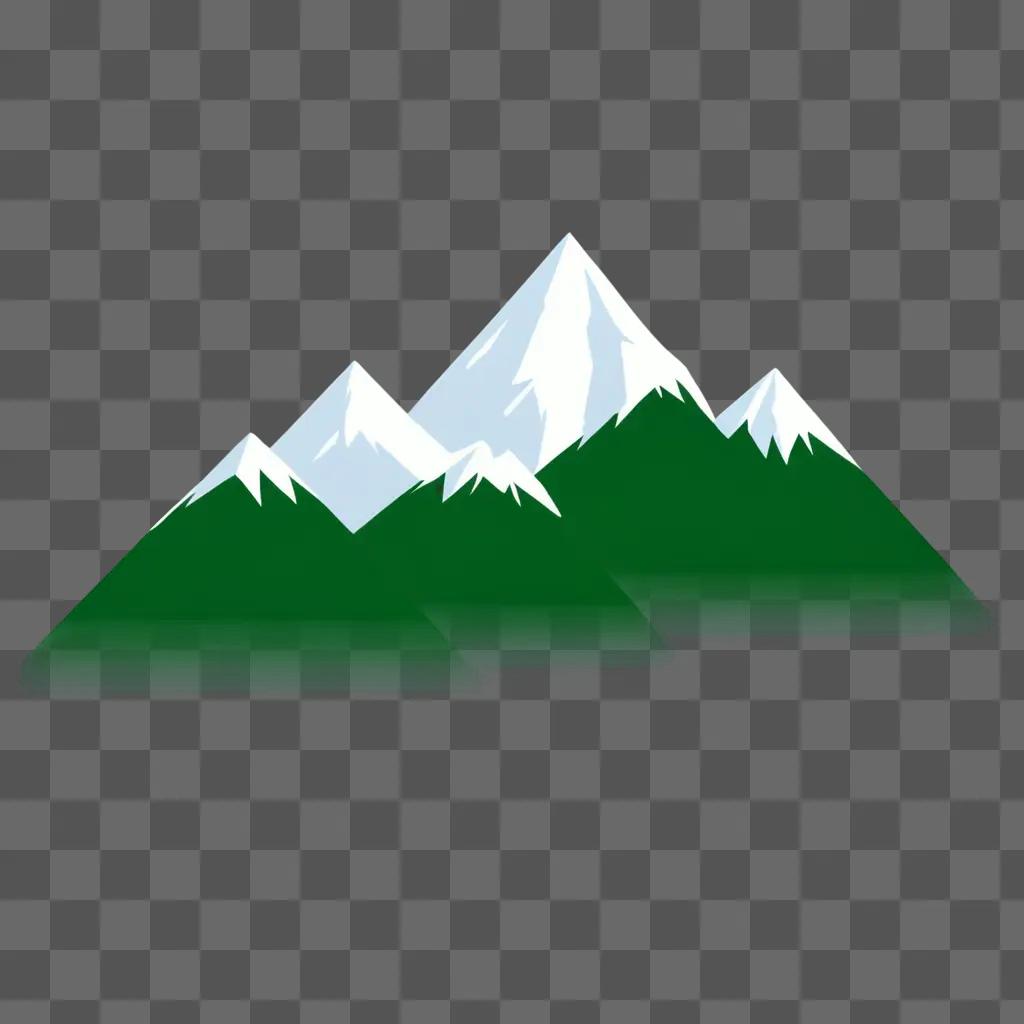 Simple mountain drawing on green background