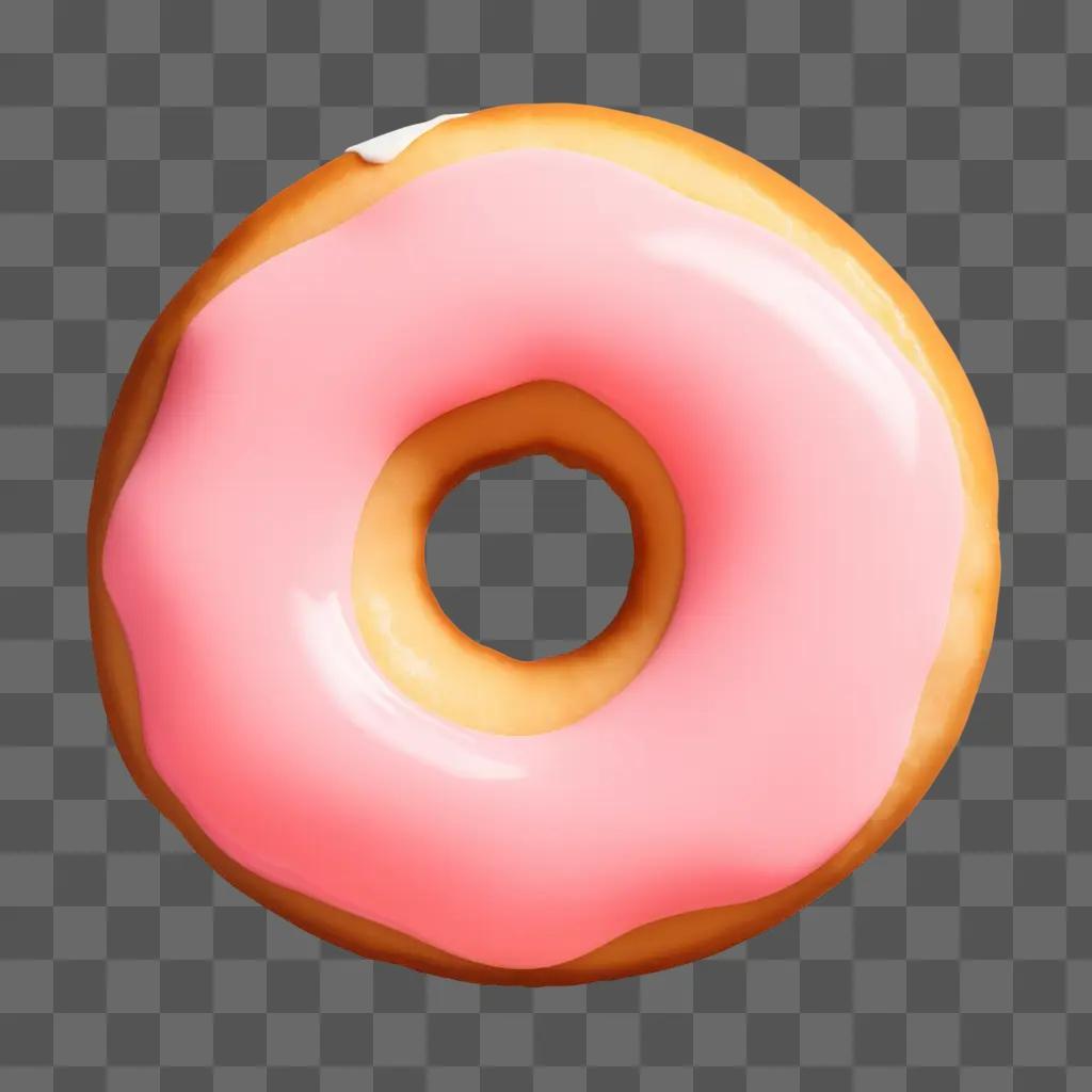 Simple pink donut with icing on a pink background