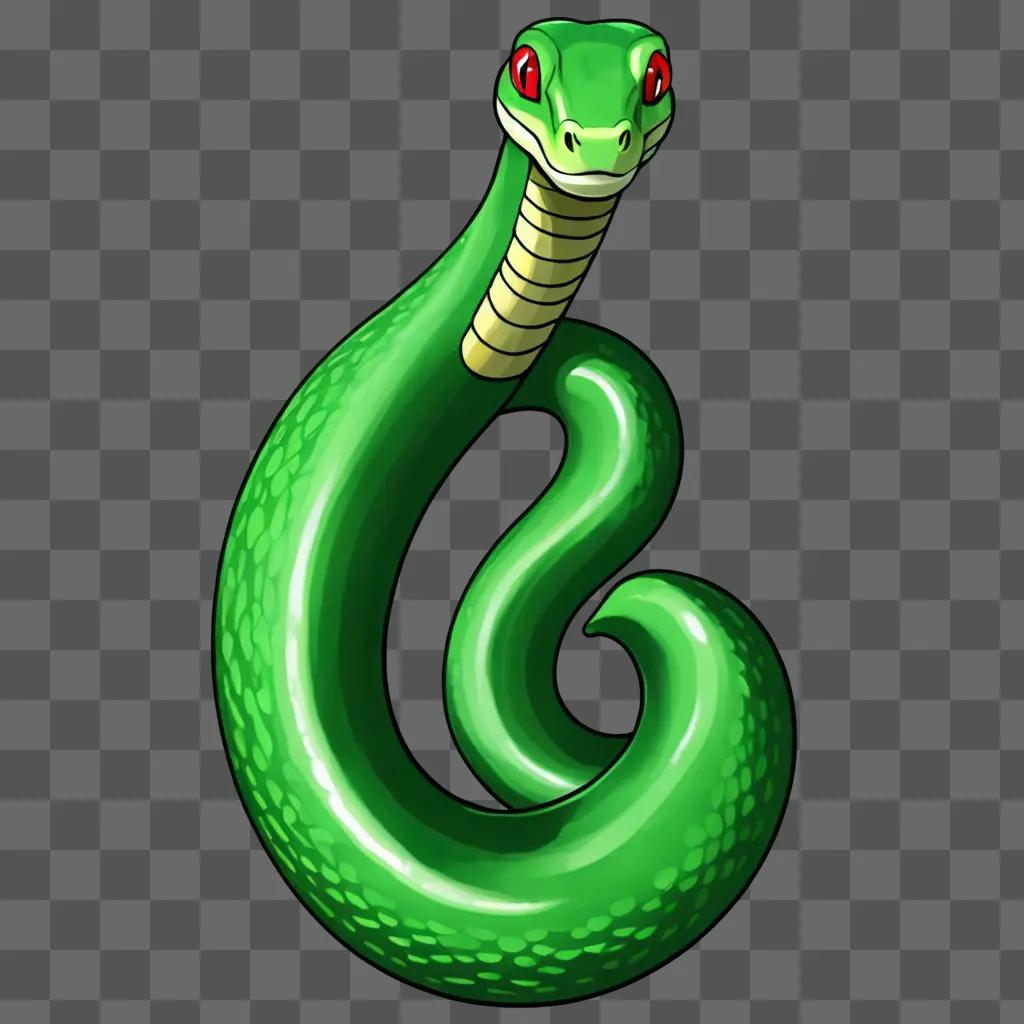 Simple snake drawing in green on green background