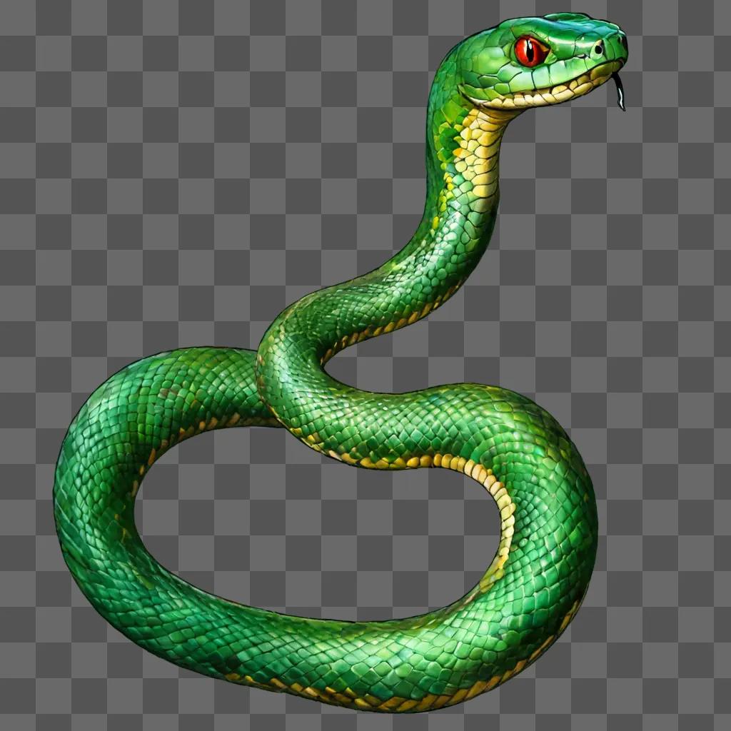 Simple snake drawing on green background