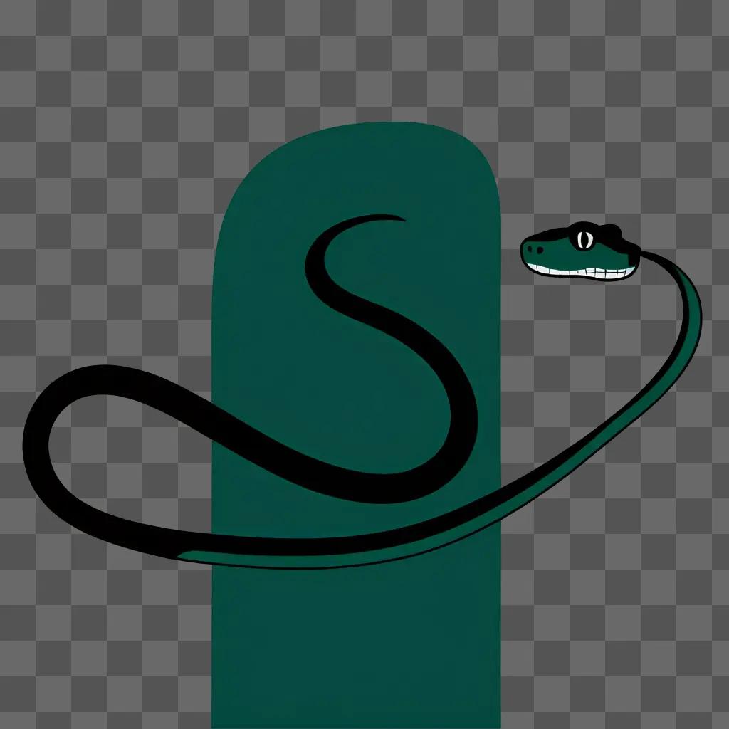 Simple snake drawing on green wall