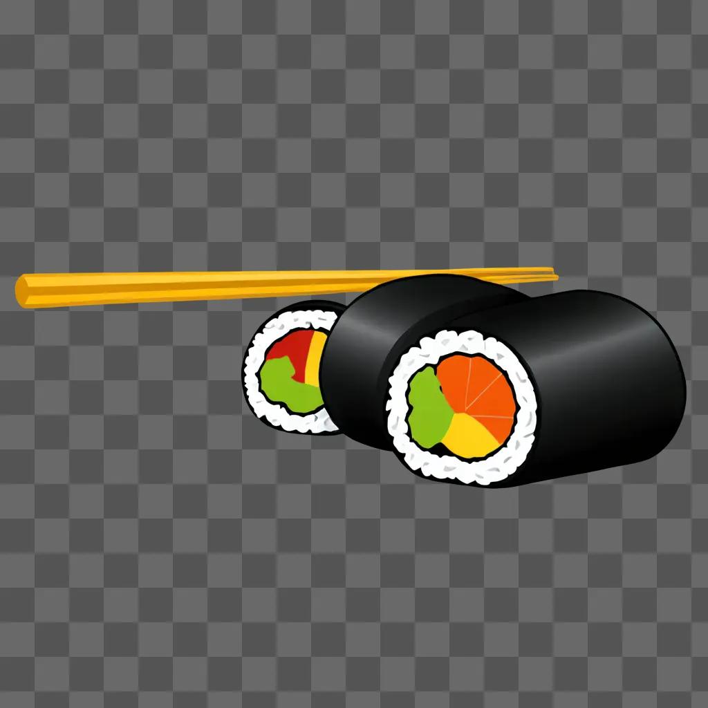 Simple sushi drawing with yellow background