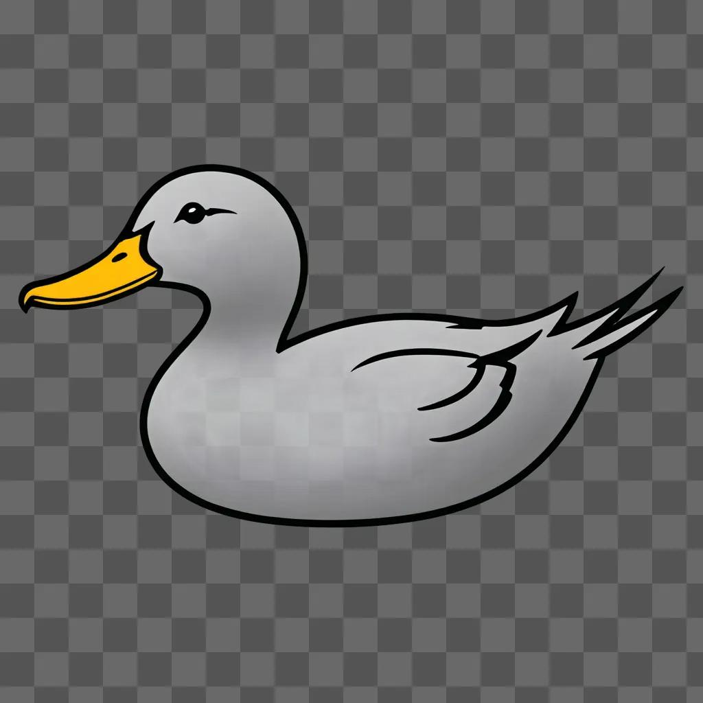 Sketch duck drawing on gray background