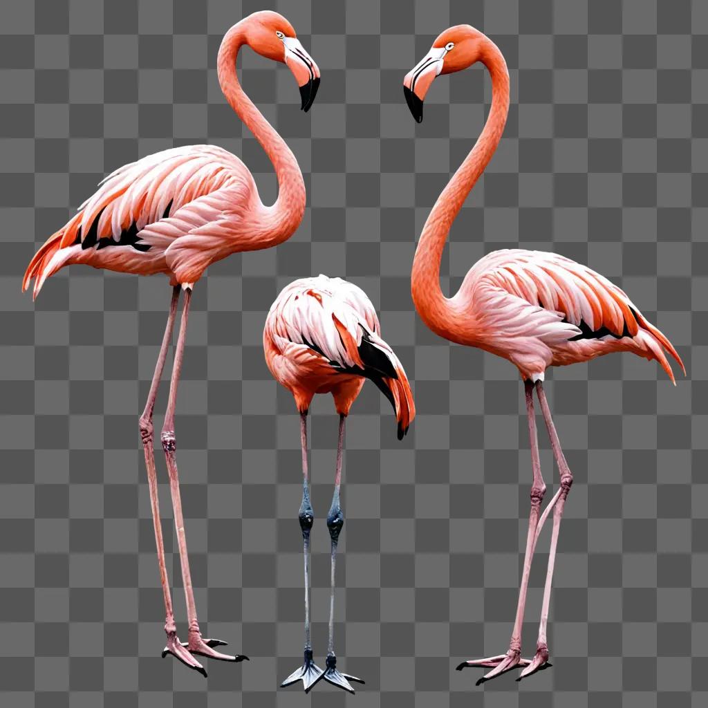 Sketch flamingos drawing with pink color