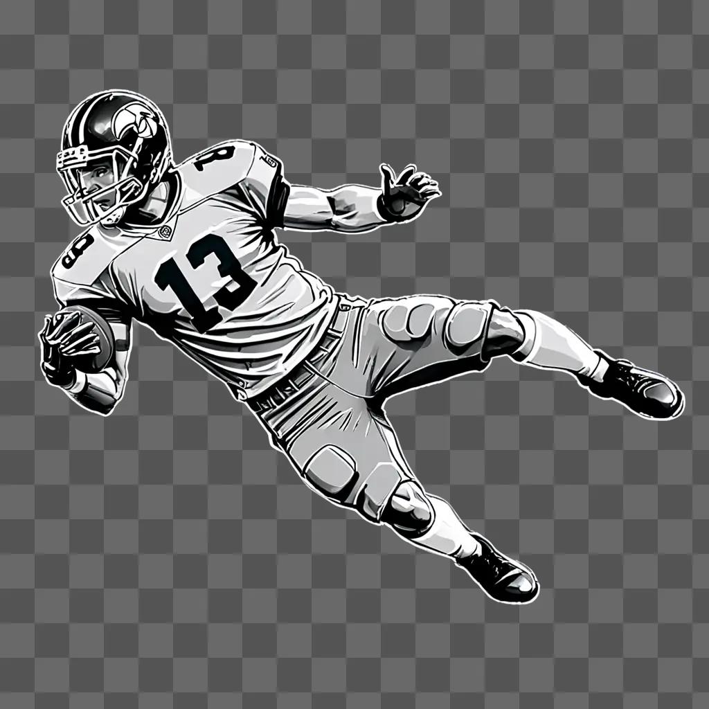 Sketch football drawing of player running with ball