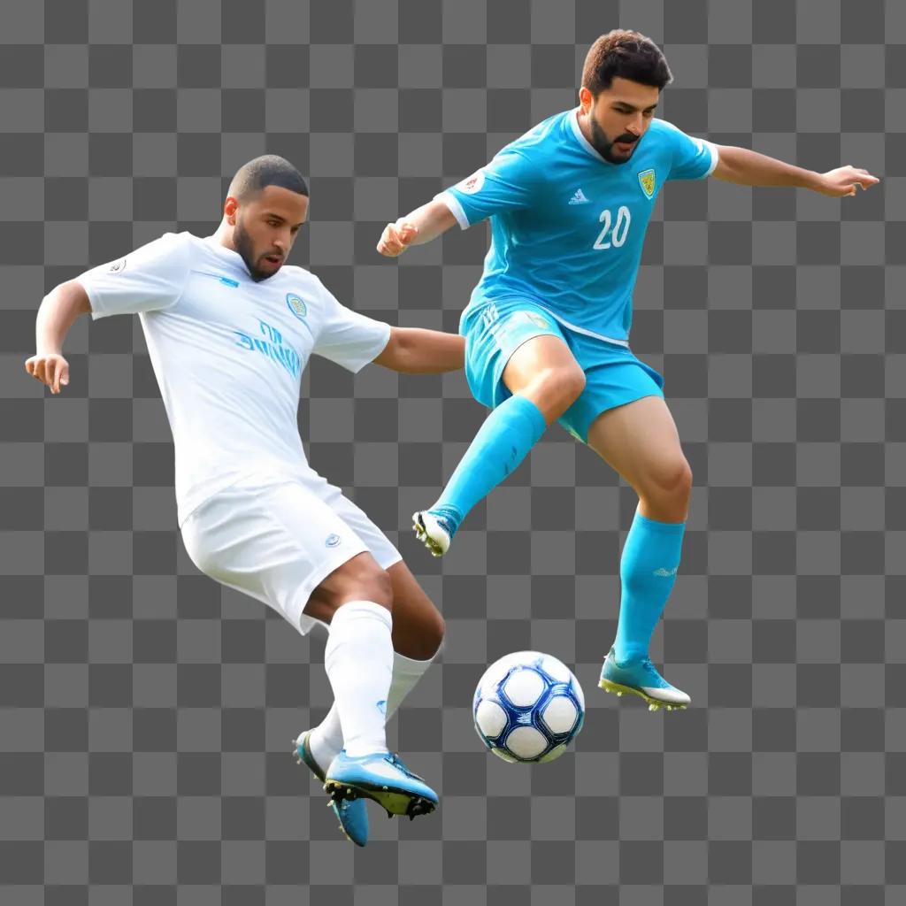 2人の選手のサッカーの絵をスケッチする