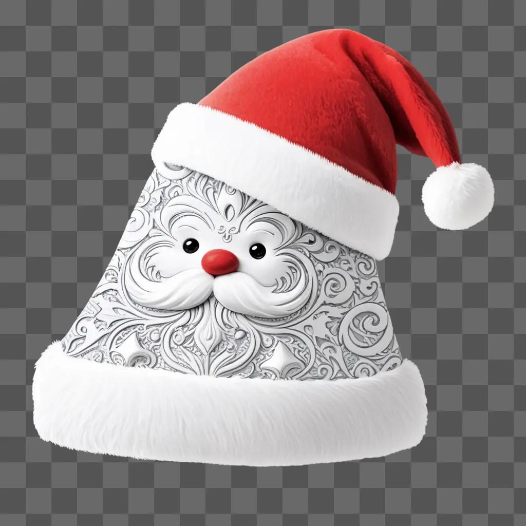 Sketch of Santas hat with a face on it