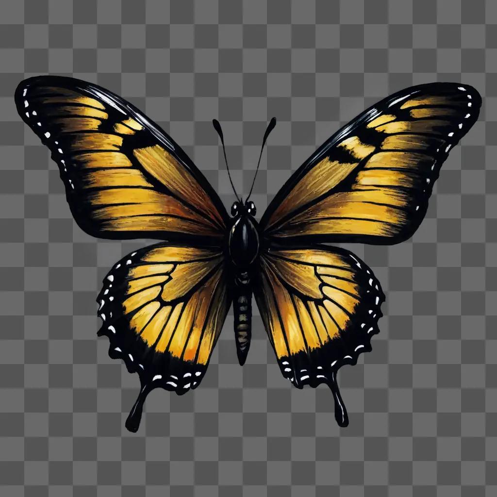 Sketch of a Monarch butterfly on a brown background