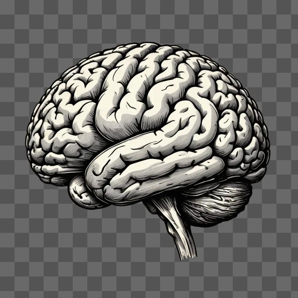 Sketch of a brain drawn in black and white