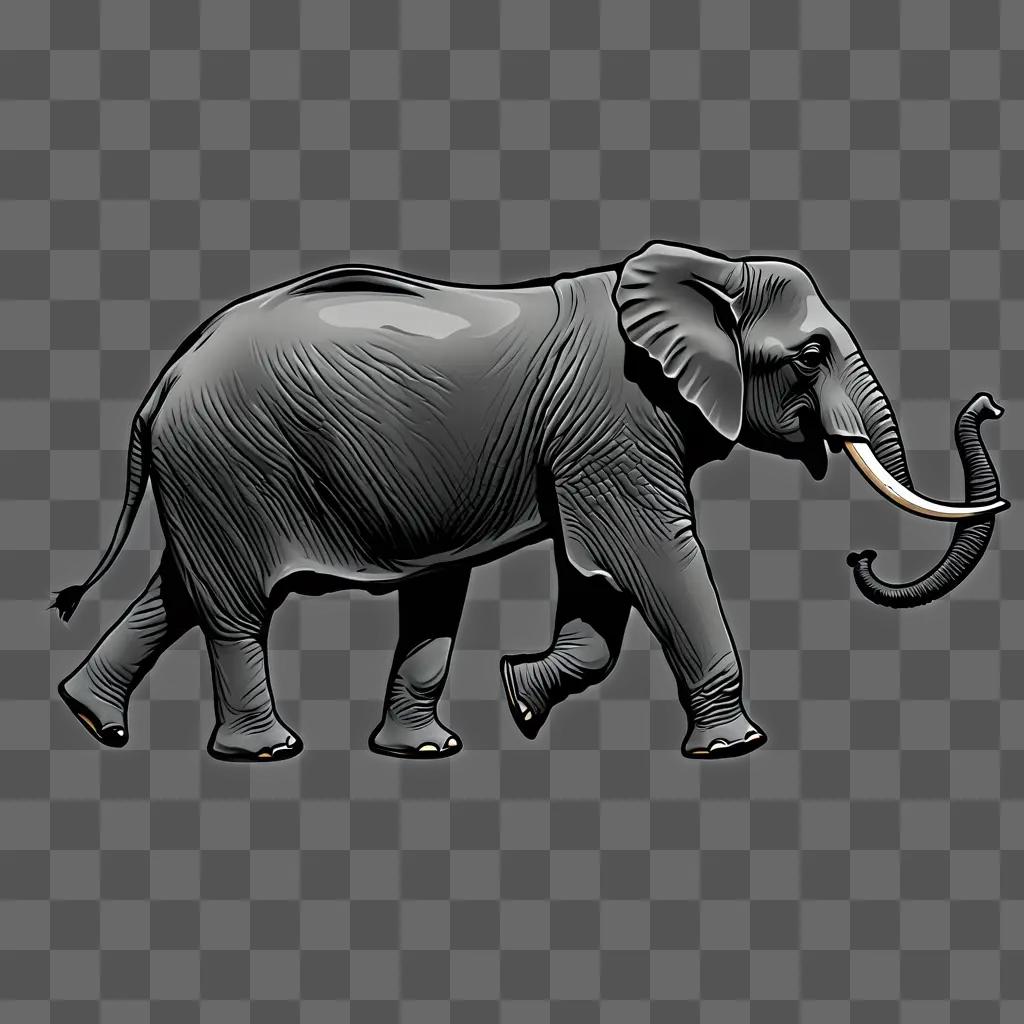 Sketch of a grey elephant with a glowing trunk