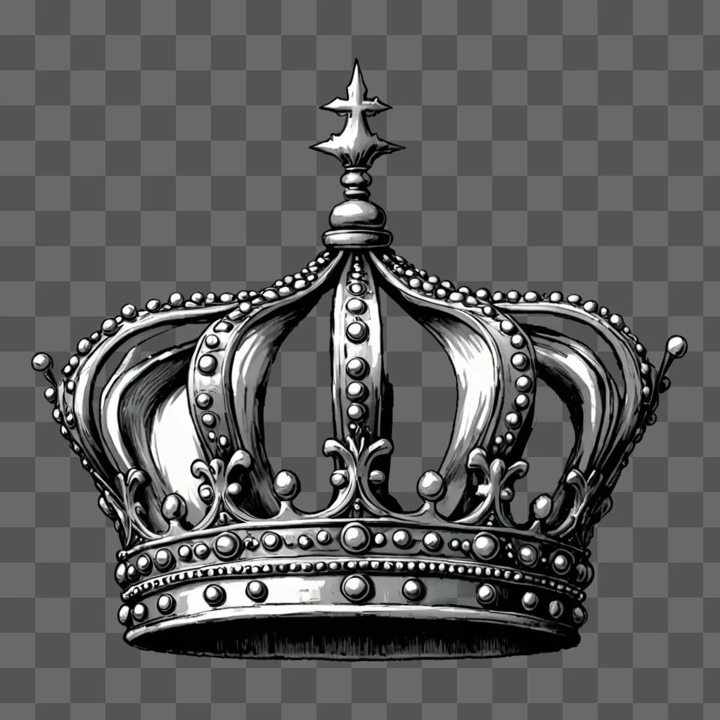 Sketch of a silver crown on a grey background