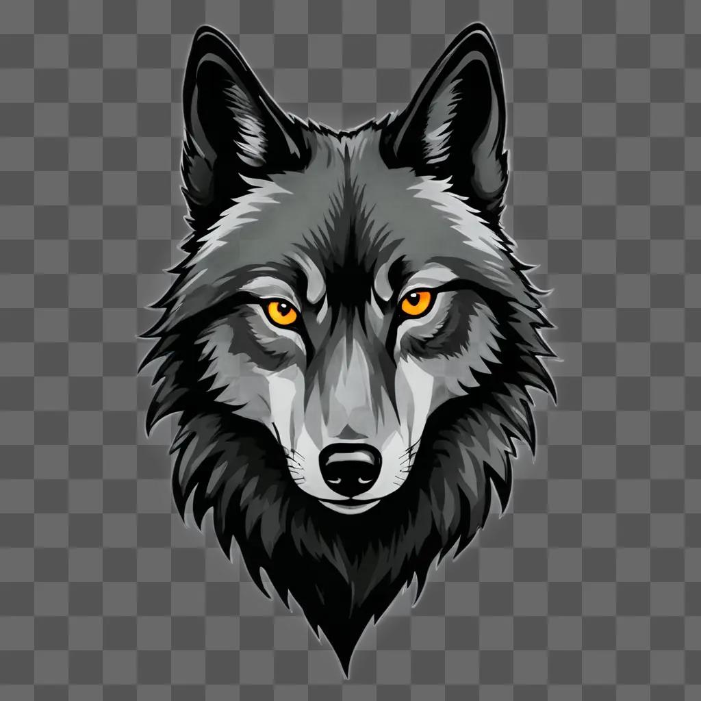 Sketch of a wolf head in a dark background