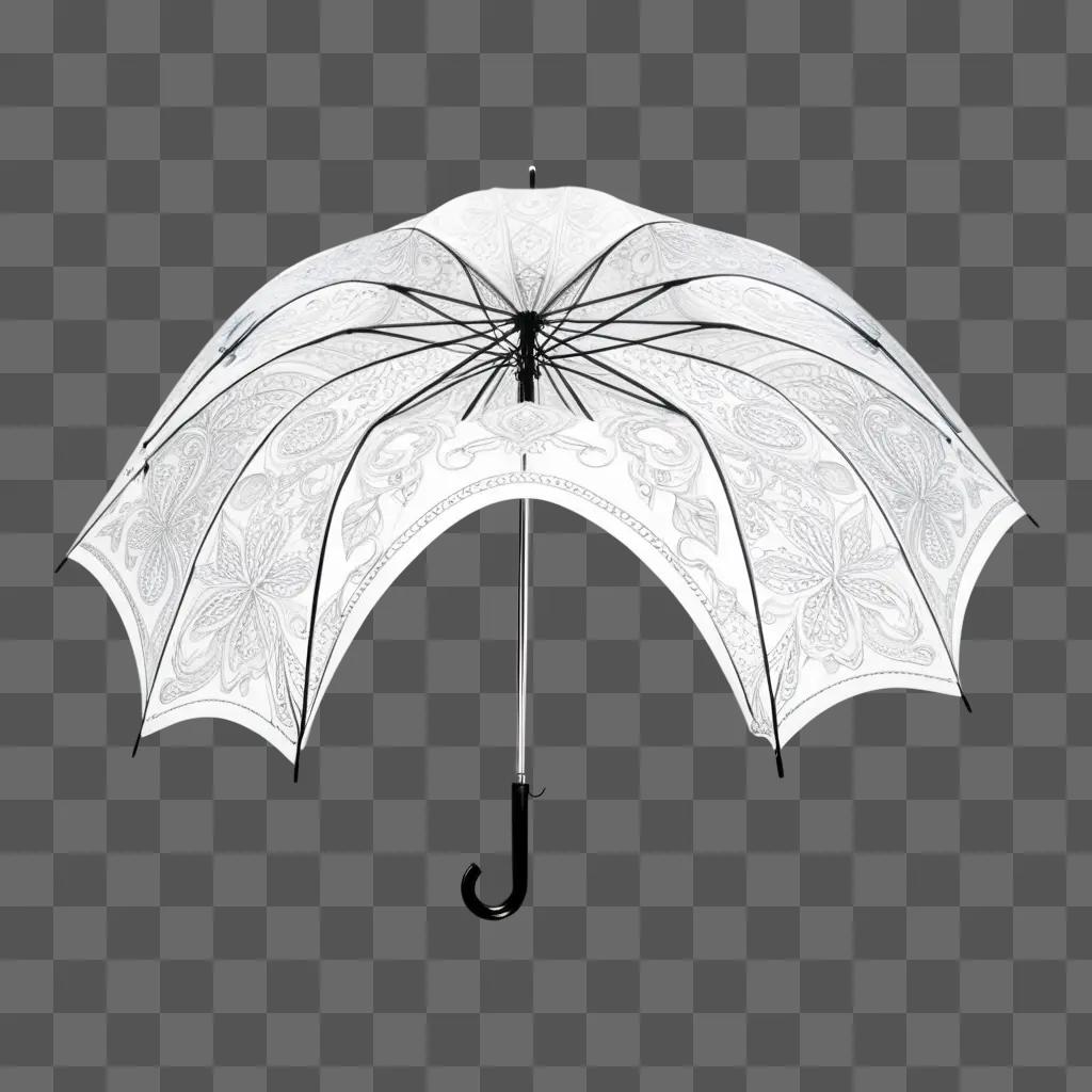 Sketch of an umbrella with floral design