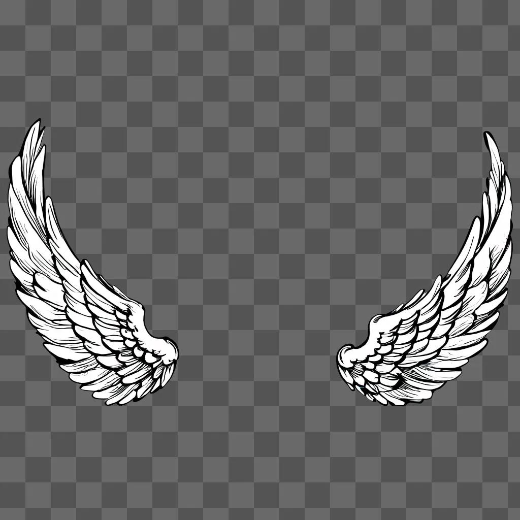 Sketch of angel wings on a gray background