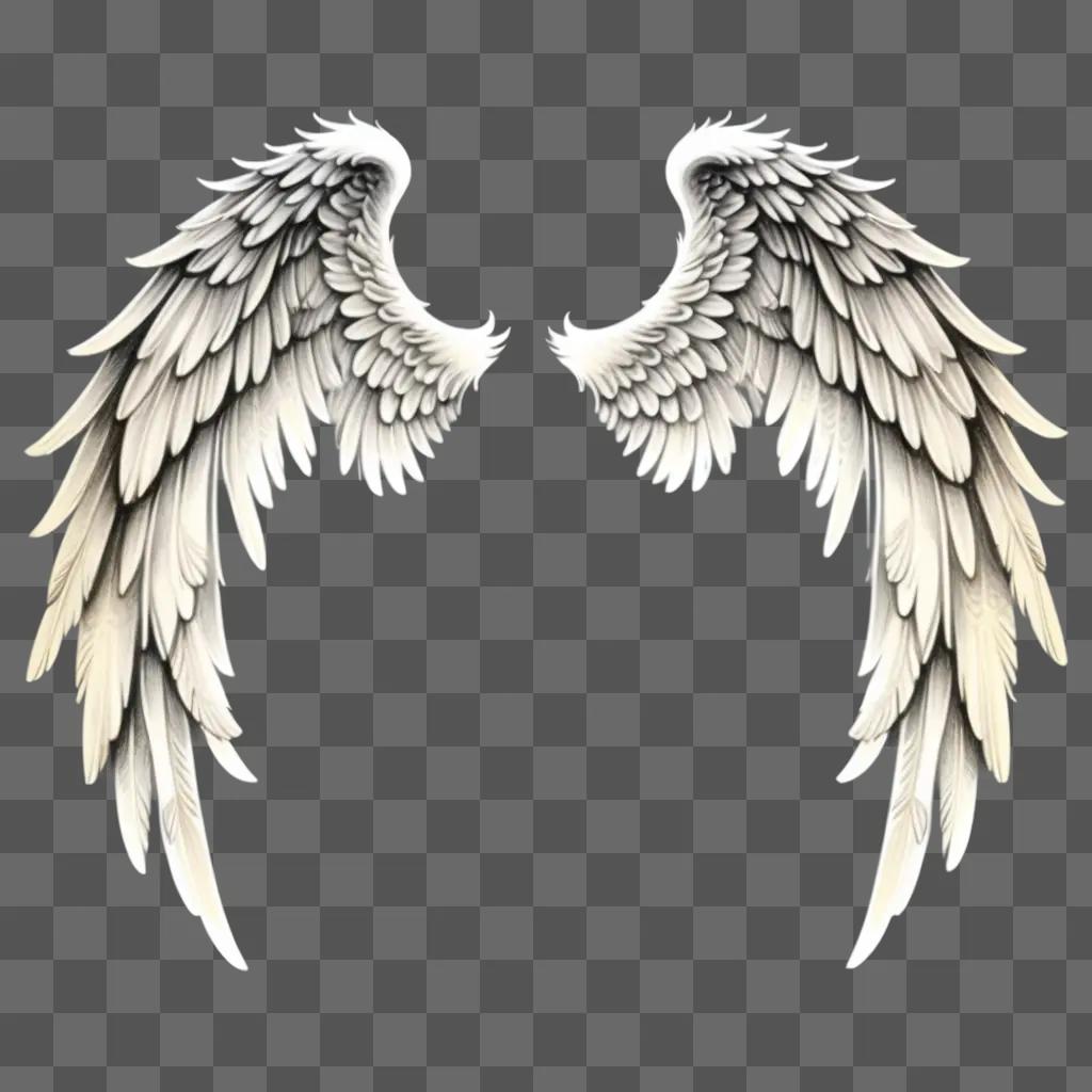 Sketch of angel wings on a white background